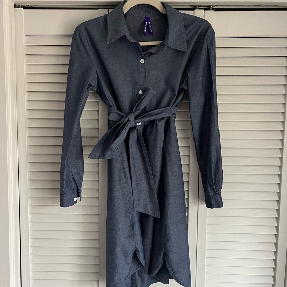 Seraphine Maternity Cotton Chambray Belted Maternity Tunic Size US 4